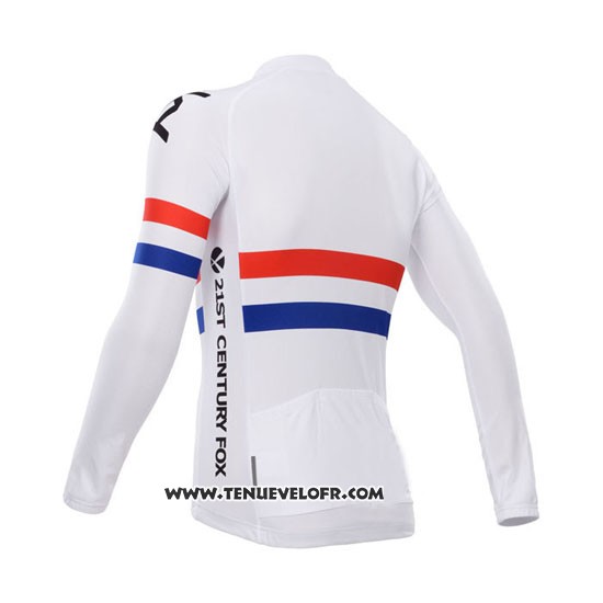 2014 Maillot Ciclismo Sky Champion Regno Unito Blanc Manches Longues et Cuissard